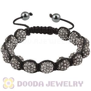 White Crystal Disco Ball Bead Bracelet With Hematite Wholesale 