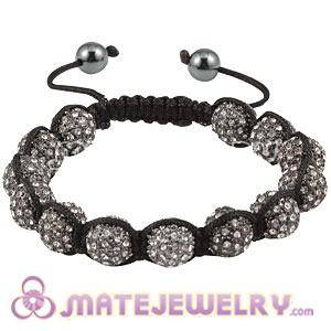 Fashion Sambarla White Crystal Disco Ball Bead Bracelet With Hematite 
