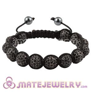 Fashion Sambarla Black Crystal Disco Ball Bead Bracelet With Hematite 