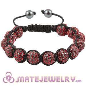Fashion Sambarla Red Crystal Disco Ball Bead Bracelet With Hematite 