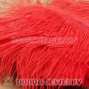 Red Plumes Big Flake Ostrich Feather Hair Extensions Wholesale
