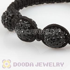 12mm Pave Black Czech Crystal Bead Handmade String Bracelets Wholesale