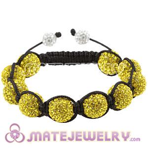 12mm Pave Yellow Czech Crystal Bead Handmade String Bracelets 