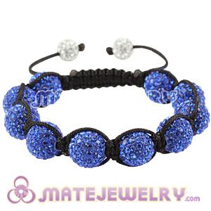 12mm Pave Blue Czech Crystal Bead Handmade String Bracelets 