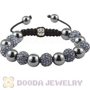 Blue Crystal Disco Ball Bead String Bracelets With Hematite Wholesale 