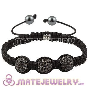 Sambarla Inspired Black Crystal Disco Ball Bead Macrame Friendship Bracelets 