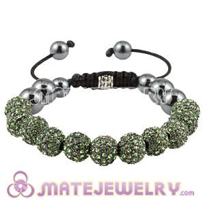 Green Crystal Disco Ball Bead Sambarla Style Bracelet With Hematite 