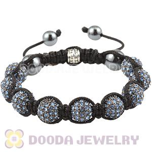 Blue Crystal Disco Ball Bead String Bracelets With Hematite Wholesale 