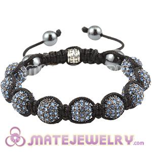 Blue Crystal Disco Ball Bead Sambarla Style Bracelet With Hematite 