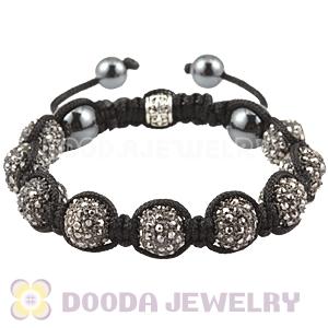 Grey Crystal Disco Ball Bead String Bracelets With Hematite Wholesale 