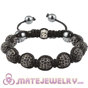 Black Crystal Disco Ball Bead Sambarla Style Bracelet With Hematite 