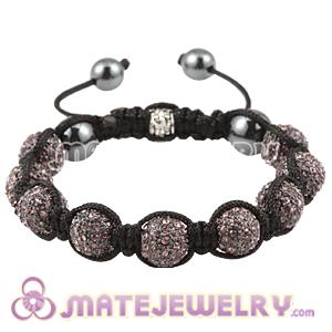 Pink Crystal Disco Ball Bead Sambarla Style Bracelet With Hematite 