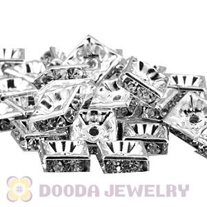 8X8mm Alloy Basketball Wives Clear Crystal Spacer Beads Wholesale