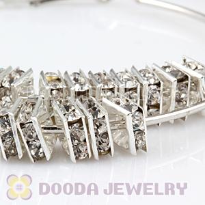 8X8mm Alloy Basketball Wives Clear Crystal Spacer Beads Wholesale