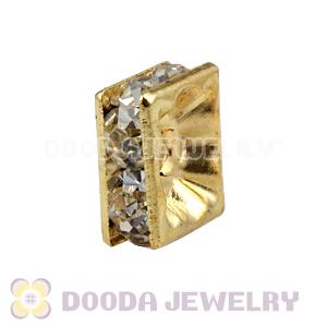 8X8mm Gold Alloy Basketball Wives Clear Crystal Spacer Beads Wholesale