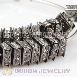8X8mm Gun Black Alloy Basketball Wives Clear Crystal Spacer Beads Wholesale