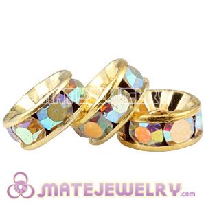 8mm Gold Alloy Basketball Wives Crystal Spacer Beads 