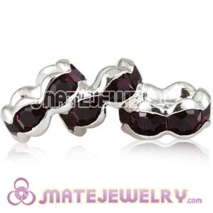 8mm Alloy Basketball Wives Purple Crystal Spacer Beads 