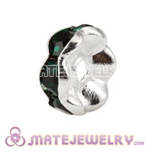 8mm Alloy Basketball Wives Green Crystal Spacer Beads 