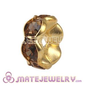 8mm Gold Alloy Basketball Wives Yellow Crystal Spacer Beads 