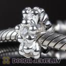 925 Sterling Silver European Style flower charms with stone