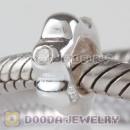 Sterling Silver Spacer Beads with Clear CZ Stone fit European Largehole Jewelry Bracelet