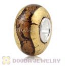 24K Gold Foil Charm Jewelry Glass Beads with 925 sterling silver single core