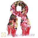 Long Oblong Fringed Silk Scarves 170×50cm Silk Scarf Painting Wholesale