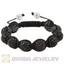 12mm Pave Black Czech Crystal Bead Handmade String Bracelets Wholesale
