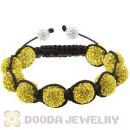 12mm Pave Yellow Czech Crystal Bead Handmade String Bracelets Wholesale