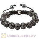 Black Crystal Disco Ball Bead String Bracelets With Hematite Wholesale
