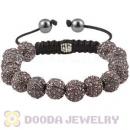 Pink Crystal Disco Ball Bead String Bracelets With Hematite Wholesale