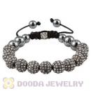 White Crystal Disco Ball Bead String Bracelets With Hematite Wholesale