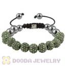 Green Crystal Disco Ball Bead String Bracelets With Hematite Wholesale
