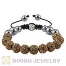Yellow Crystal Disco Ball Bead String Bracelets With Hematite Wholesale