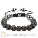 Black Crystal Disco Ball Bead String Bracelets With Hematite Wholesale