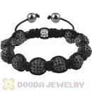Black Crystal Disco Ball Bead String Bracelets With Hematite Wholesale