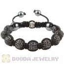 Black Crystal Disco Ball Bead String Bracelets With Hematite Wholesale