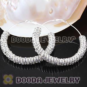 70mm Basketball Wives Hoop Earrings With Clear Crystal Spacer Beads 