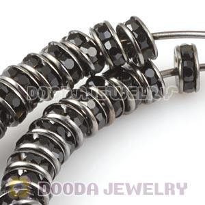 70mm Basketball Wives Hoop Earrings With Black Crystal Spacer Beads 