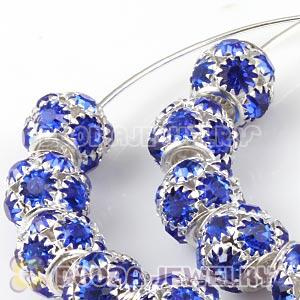 70mm Basketball Wives Hoop Earrings With Blue Crystal Ball Beads 