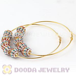 70mm Basketball Wives Hoop Earrings With Crystal Beads 