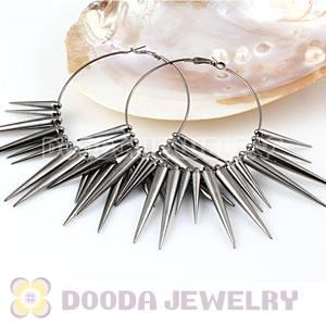 70mm Gun Black Basketball Wives Spike Hoop Earrings Wholesale