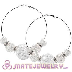 70mm Basketball Wives Mesh Hoop Earrings With Spacer Beads 