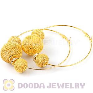 70mm Basketball Wives Mesh Hoop Earrings With Spacer Beads 