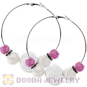 70mm Basketball Wives Mesh Hoop Earrings With Spacer Beads 