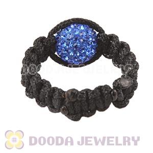 Handmade Style Macrame Rings With Blue Czech Crystal Wholesale