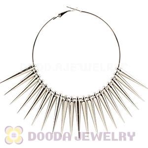 70mm Silver Basketball Wives Spike Hoop Earrings Wholesale