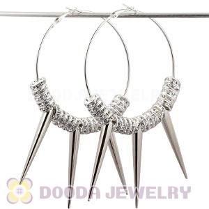 70mm Silver Basketball Wives Spike Hoop Earrings Wholesale