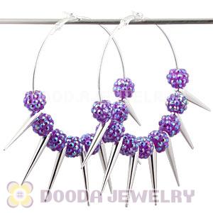 70mm Silver Basketball Wives Spike Hoop Earrings Wholesale